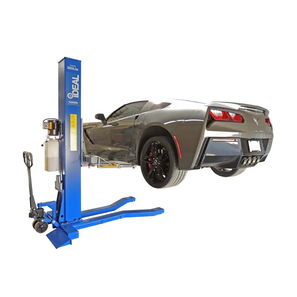 Ideal Mobile Single Column Automotive Lift- 6000lb Capacity Blue/Gray MSC-6KLP