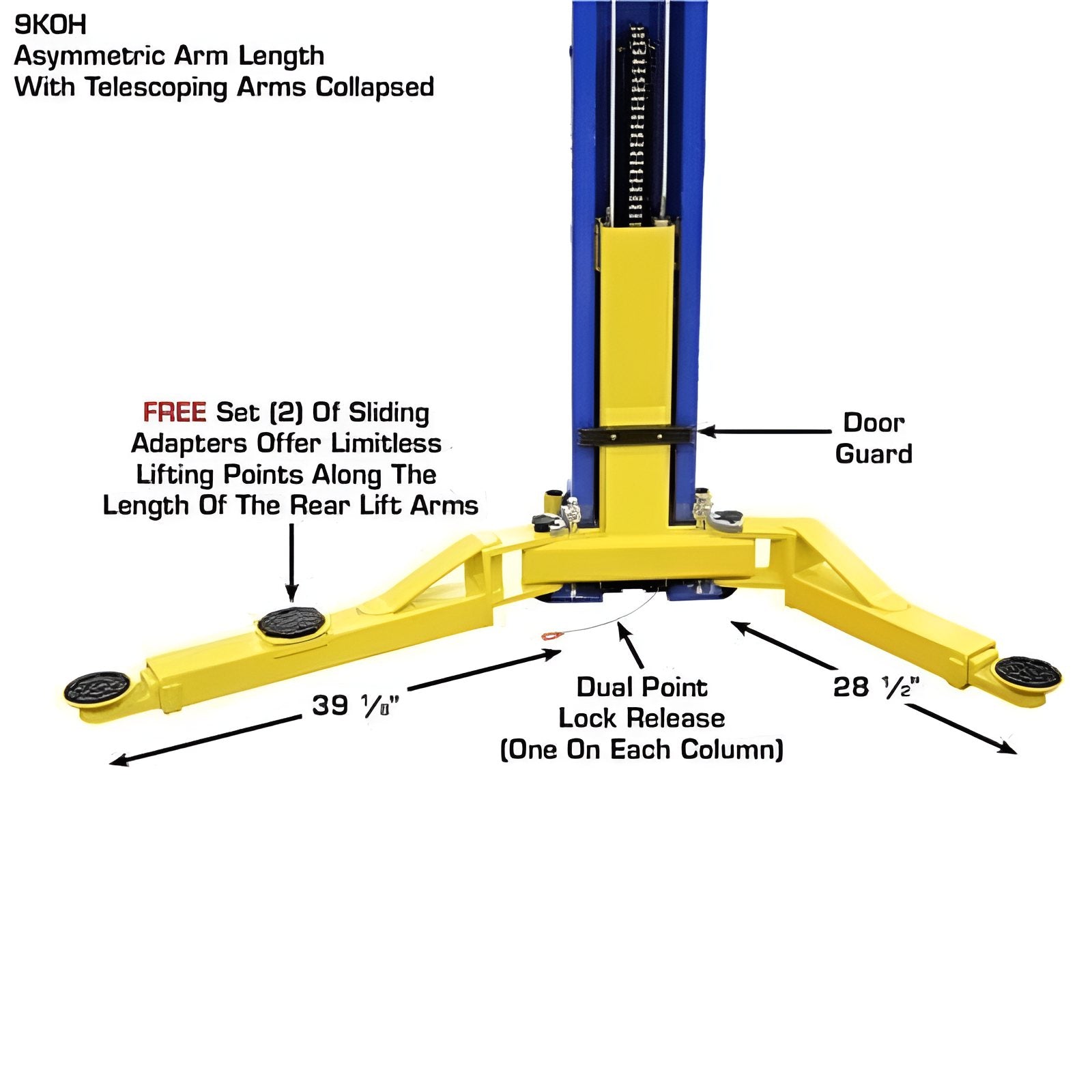 Atlas 9KOH 9,000 lb 2 Post Lift - Adjustable Height