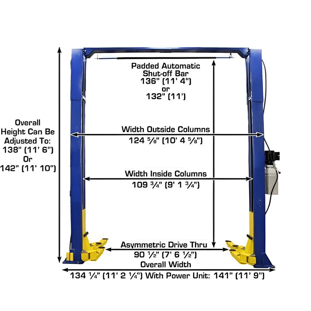 Atlas 9KOH 9,000 lb 2 Post Lift - Adjustable Height