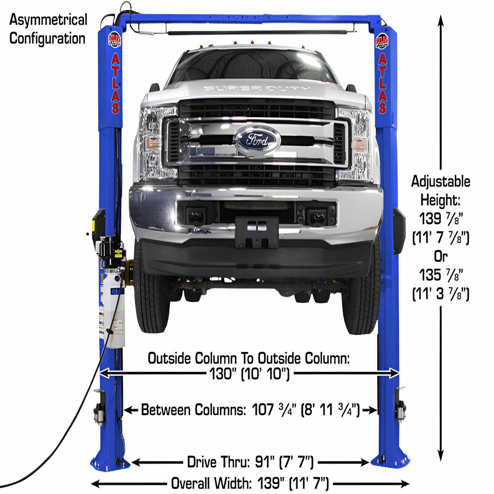 Atlas PVL10, 10,000 lb 2 Post Lift - ALI Certified