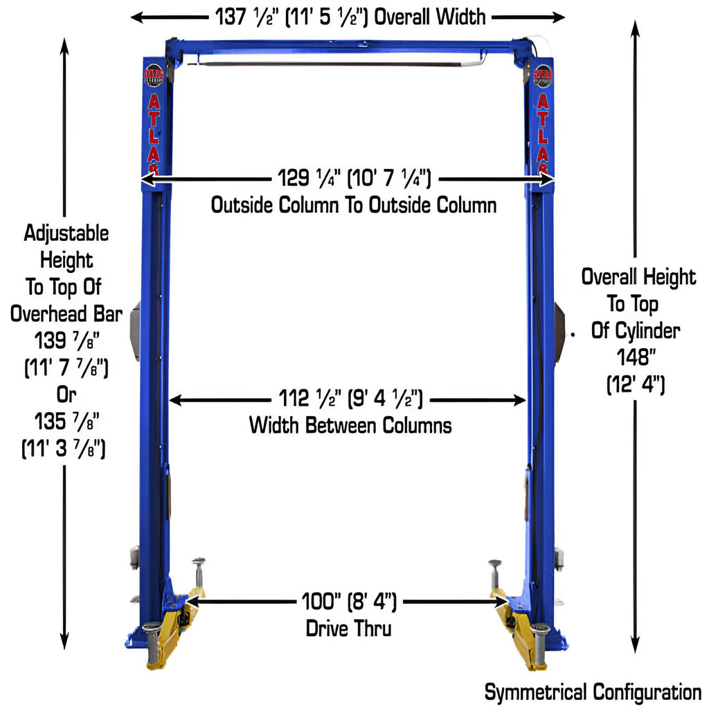 Atlas PVL10, 10,000 lb 2 Post Lift - ALI Certified