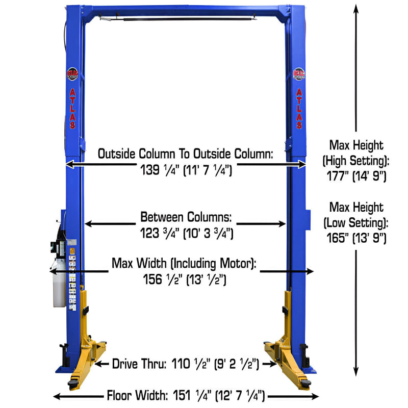 Atlas Platinum PVL-12 ALI Certified 12,000 Lbs. Capacity 2 Post Lift (Blue)