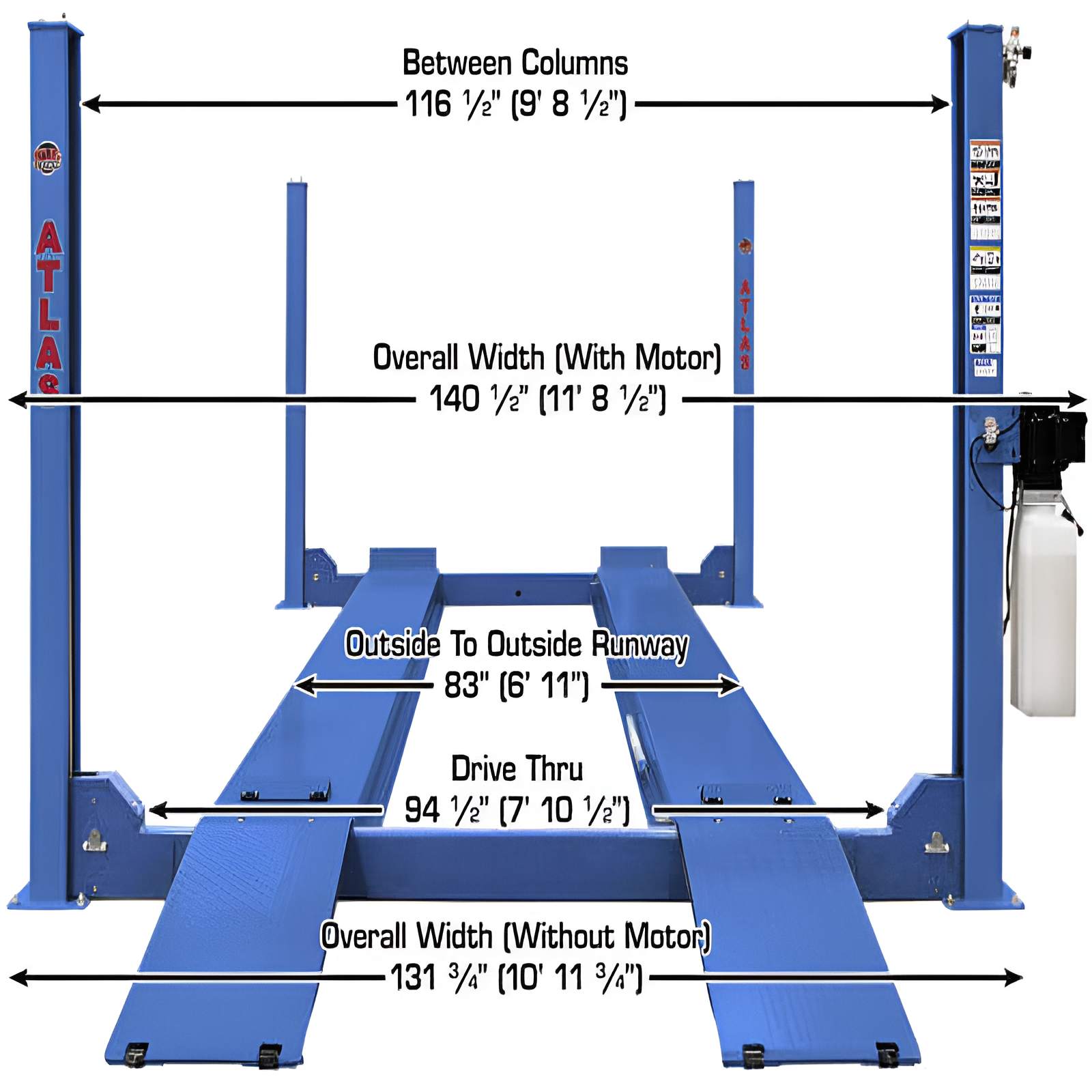 Atlas PVL14, 14,000 lb 4 Post Lift - ALI Certified