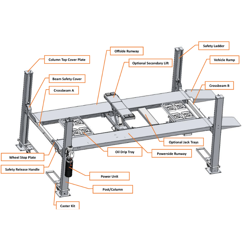 KATOOL KT-4H950 9,500lb 4 Post Lift - Heavy Duty