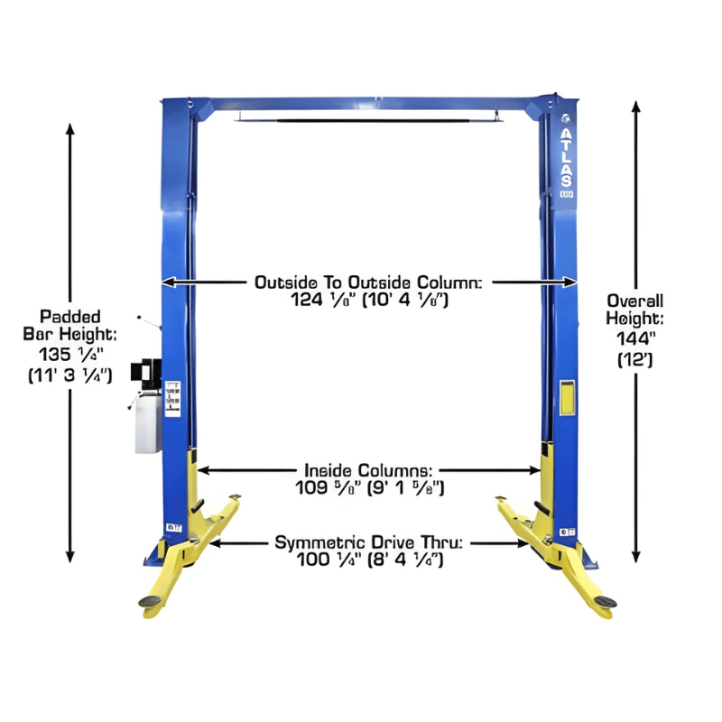 Atlas PRO 9D 9,000lb 2 Post Lift - Symmetric/Asymmetric Columns